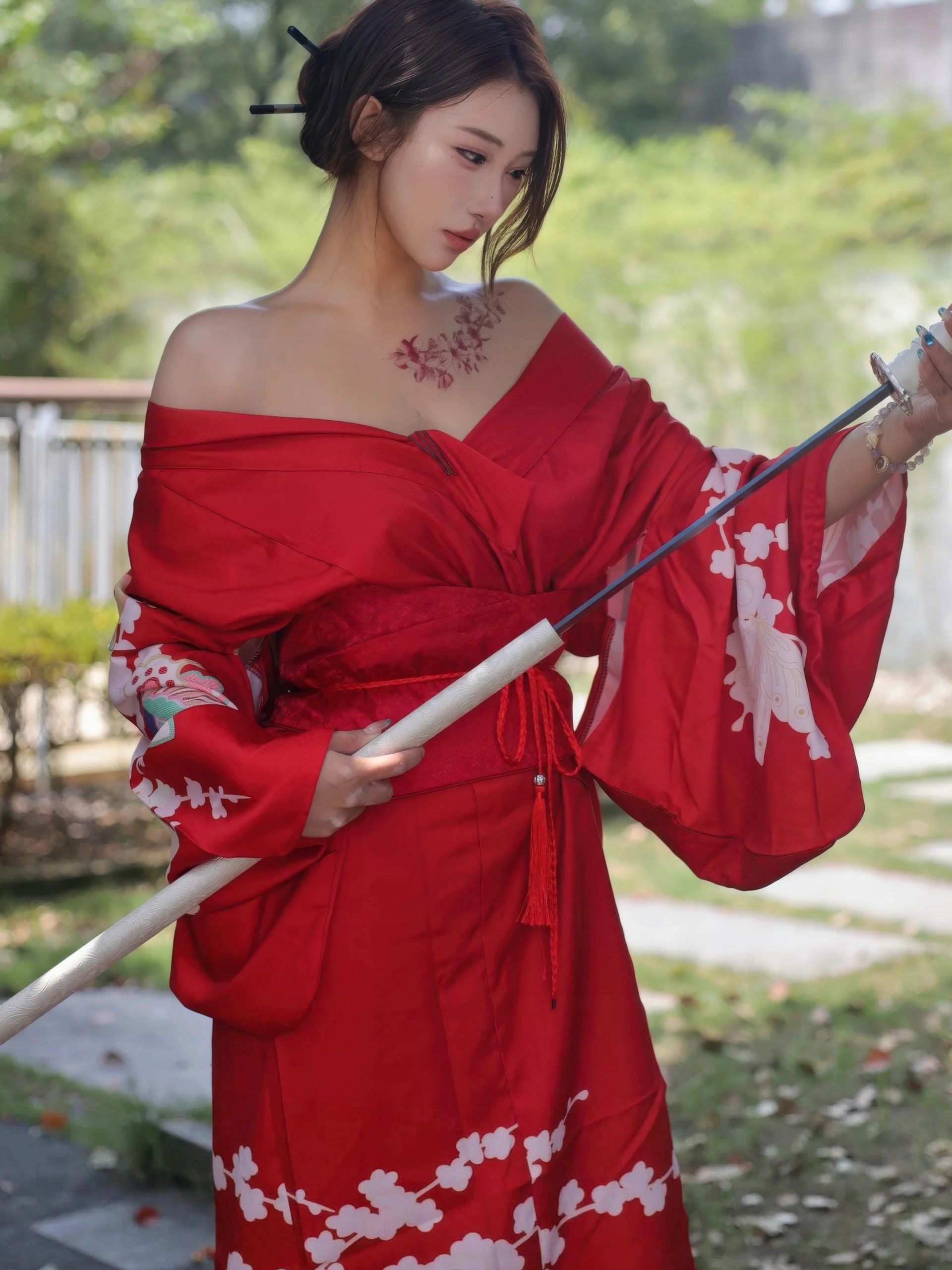 图片[3]-金允希Yuki 红色和服-御萝部落