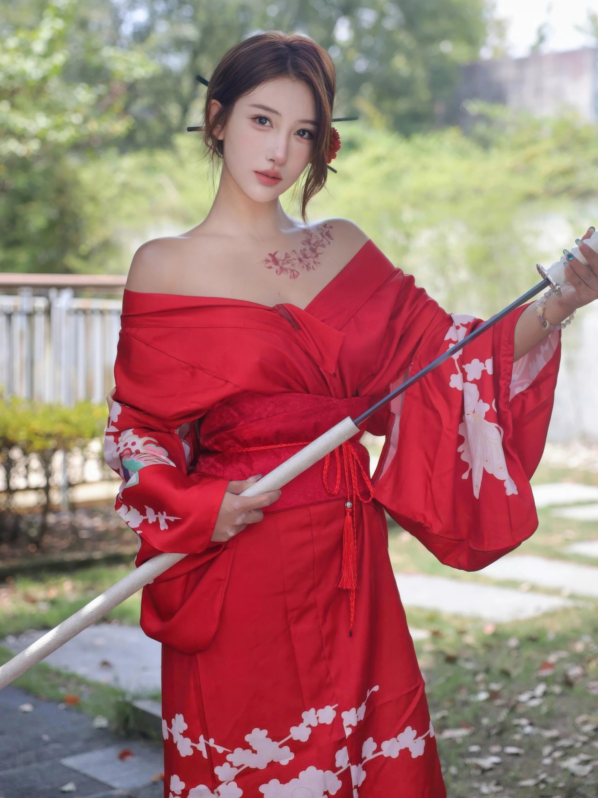 图片[4]-金允希Yuki 红色和服-御萝部落