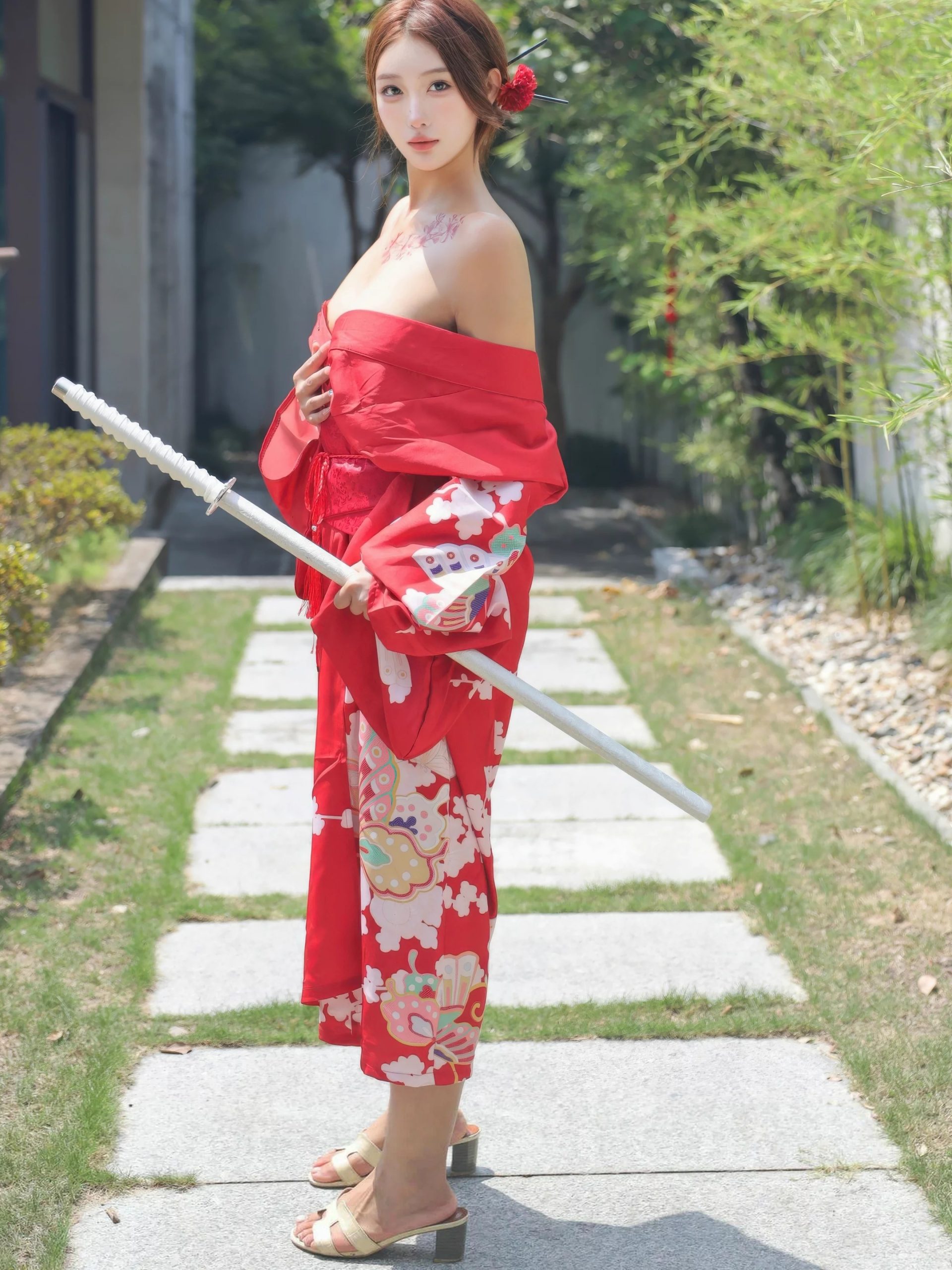 图片[5]-金允希Yuki 红色和服-御萝部落