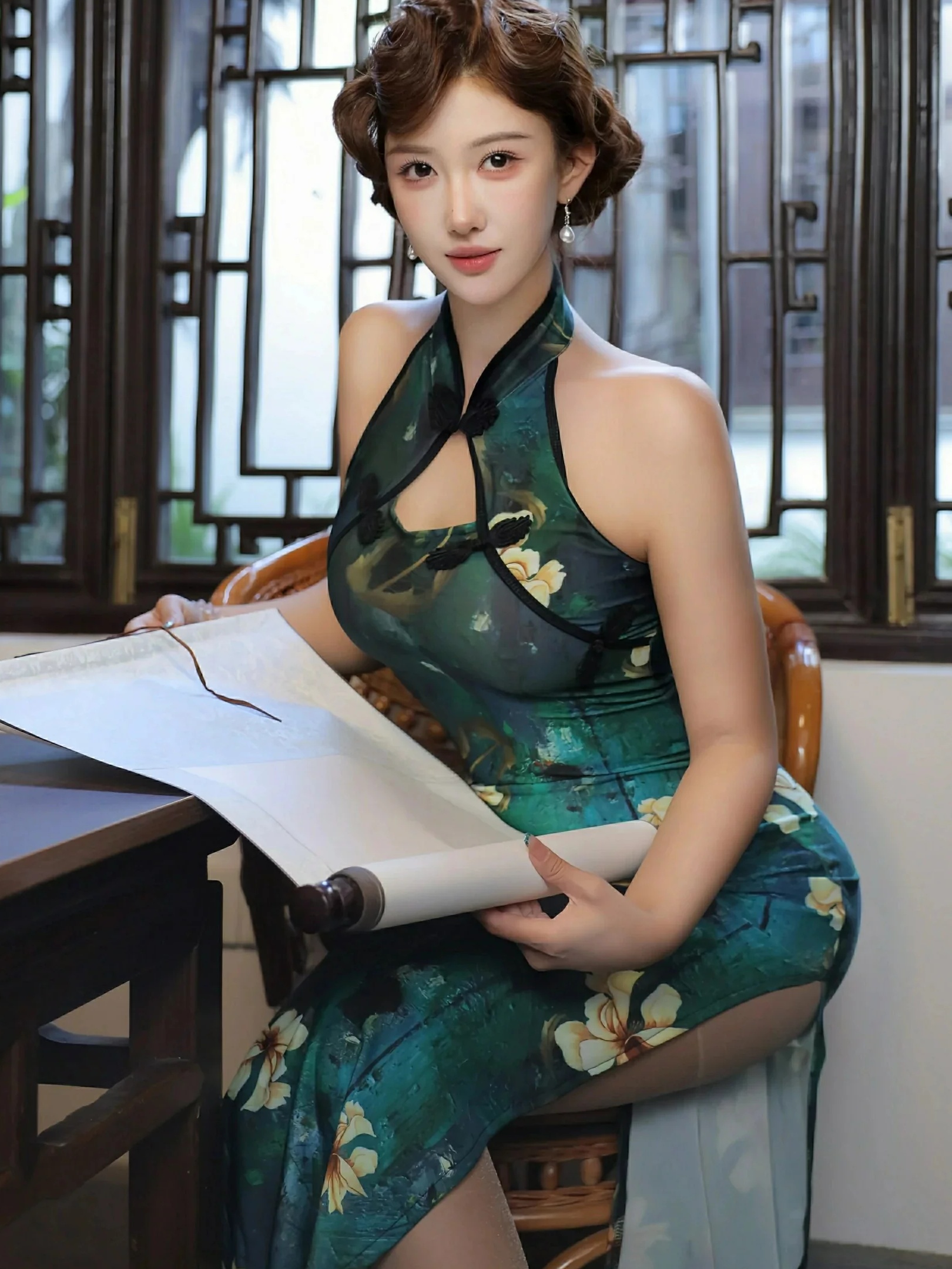 图片[9]-金允希Yuki 绿色旗袍-御萝部落