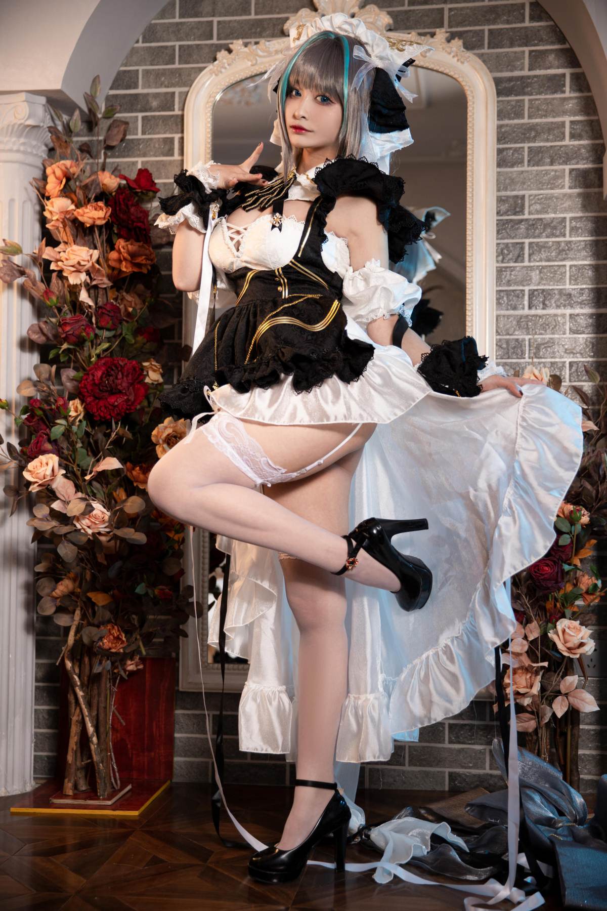 图片[2]-洛璃 LoLiSAMA – cos 柴郡：真人写实碧蓝航线猫娘兽耳 撕裂服装白丝巨乳翘臀开档 极致诱惑无修正 67P-御萝部落