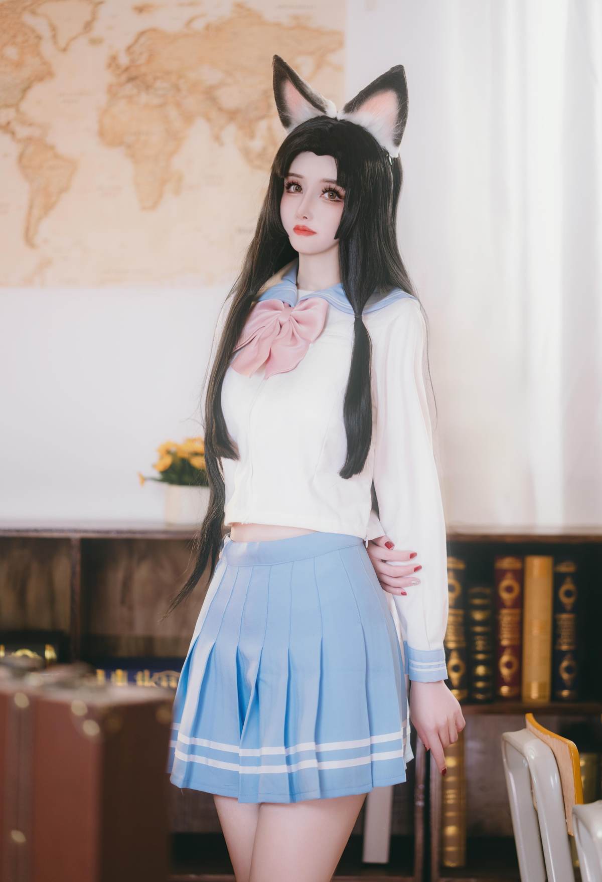 图片[1]-鹿八岁 – 原神 胡桃：教室主题角色写真 66P1V-御萝部落