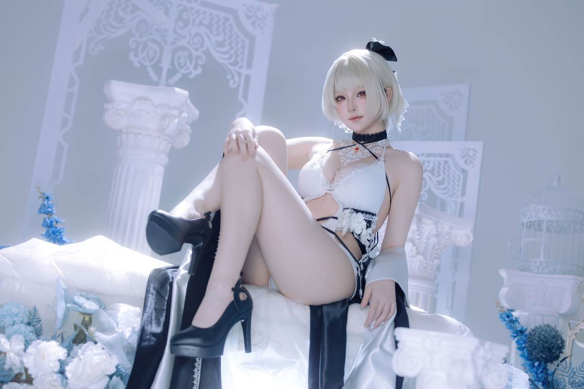 图片[2]-屿鱼 – 碧蓝航线 可畏同人礼服：黑白礼服白丝美腿冰蓝布景 63P-御萝部落