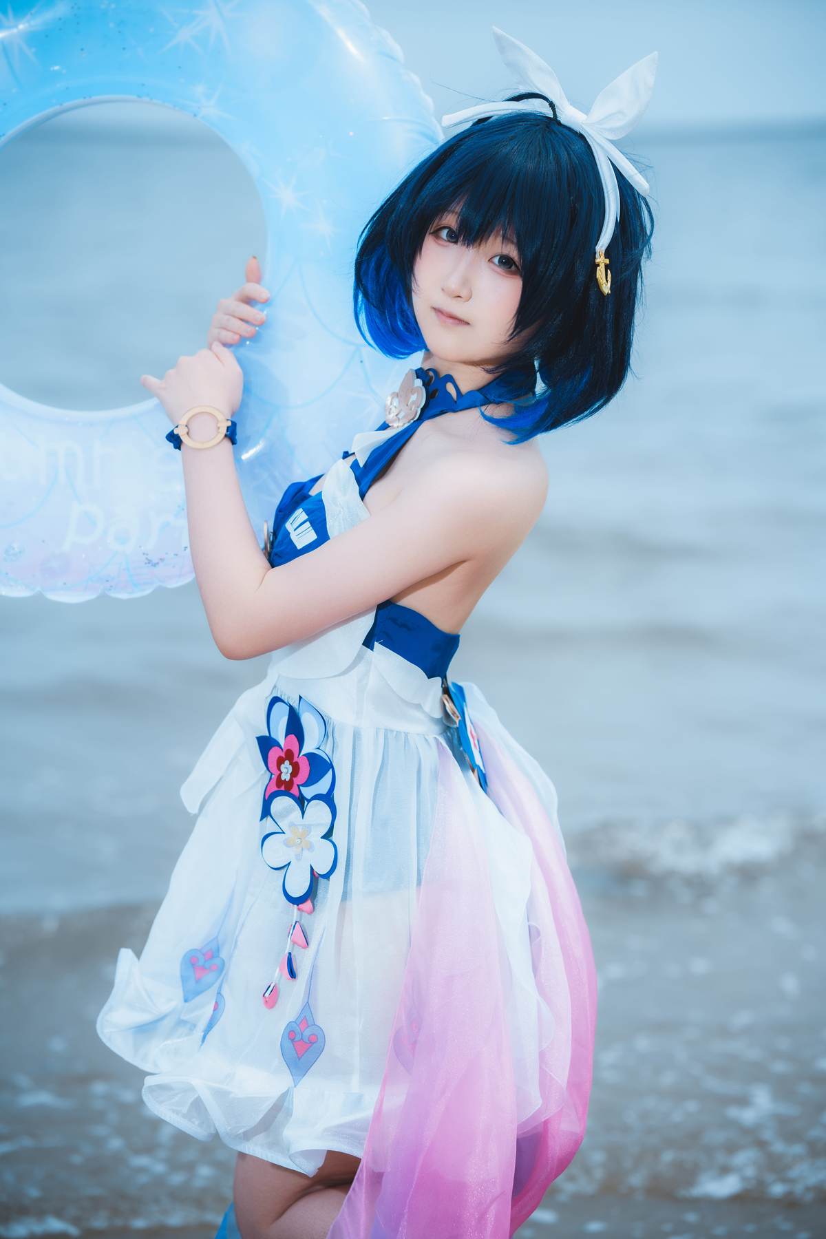 图片[1]-Seele麦麦 – 希尔彼岸浪花物语·海滩：蓝白泳装海滩白丝美腿 72P-御萝部落
