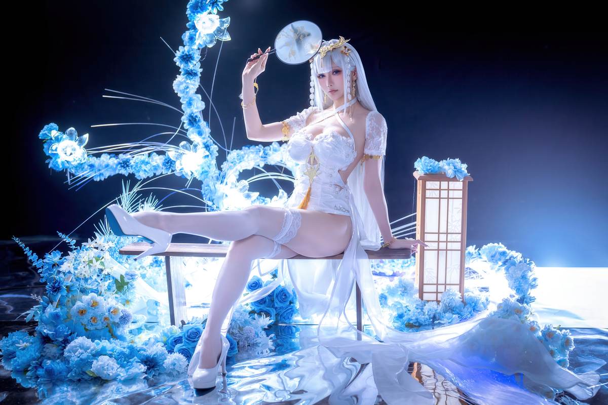 图片[3]-星之迟迟Hoshilily – 碧蓝航线 埃姆登：白发白丝礼装巨乳 高衩美腿还原 50P-御萝部落