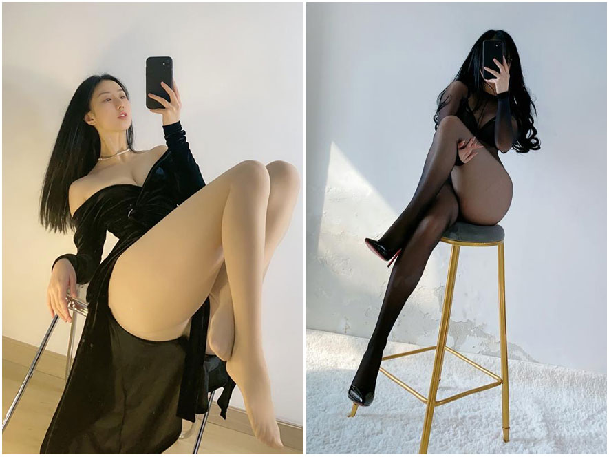 俏妞身穿黑色皮衣搭配网袜的性感视频截图