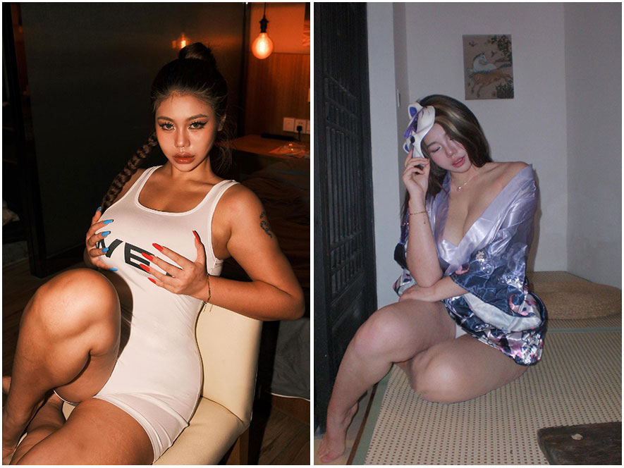 En1x1身穿白色吊带裙在床边回眸