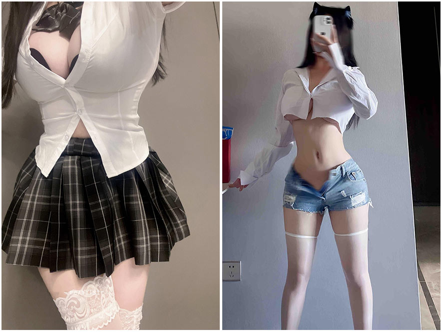 瀛猫纯欲风白色衬衫私拍写真图片