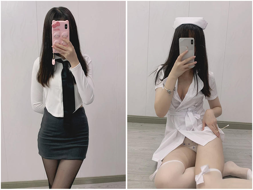 林扣弦居家白衬衫慵懒写真