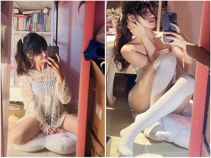 冯落落纯欲白丝居家私房照