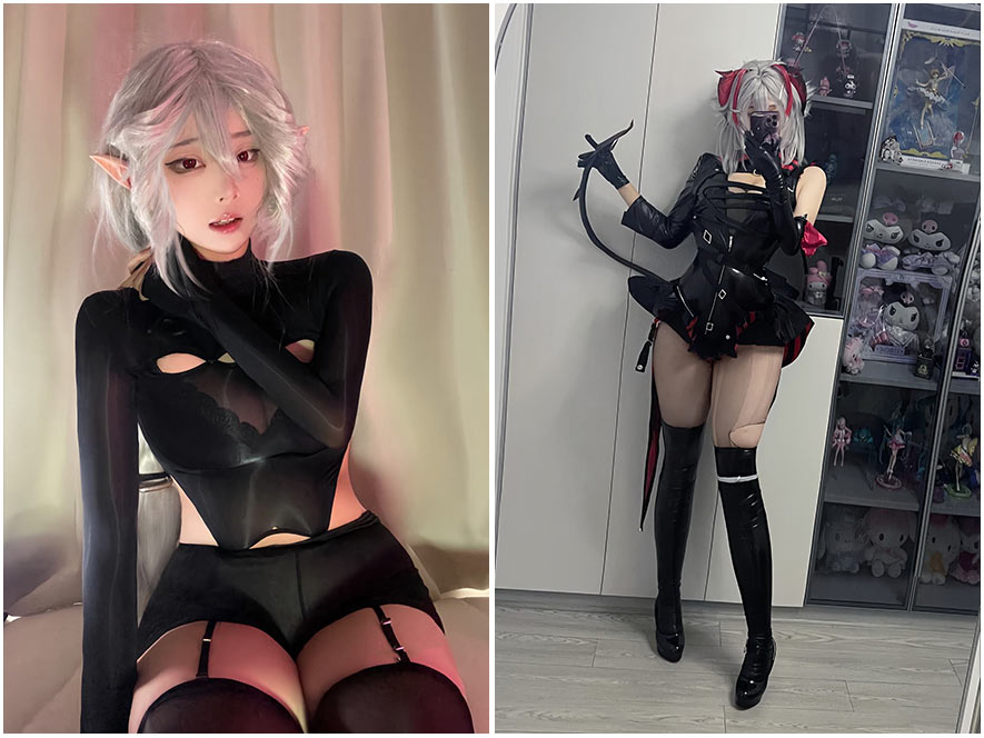 无情颖少黑色晚礼服高冷御姐风格棚拍图