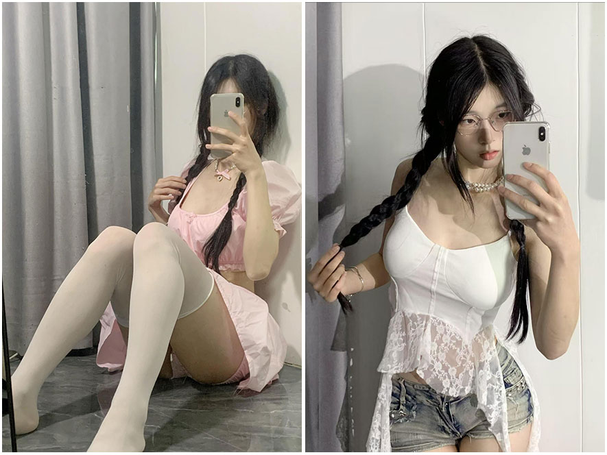 夕阳余晖下，小熊大王身着薄纱外搭回眸微笑，光影唯美