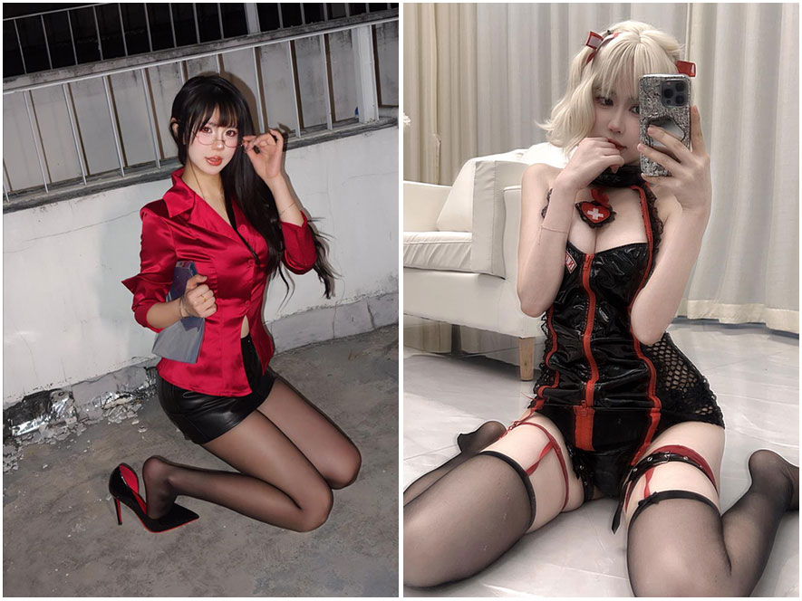 Tina很妖孽呀穿着一条极其显眼的红色连衣裙进行外景拍摄