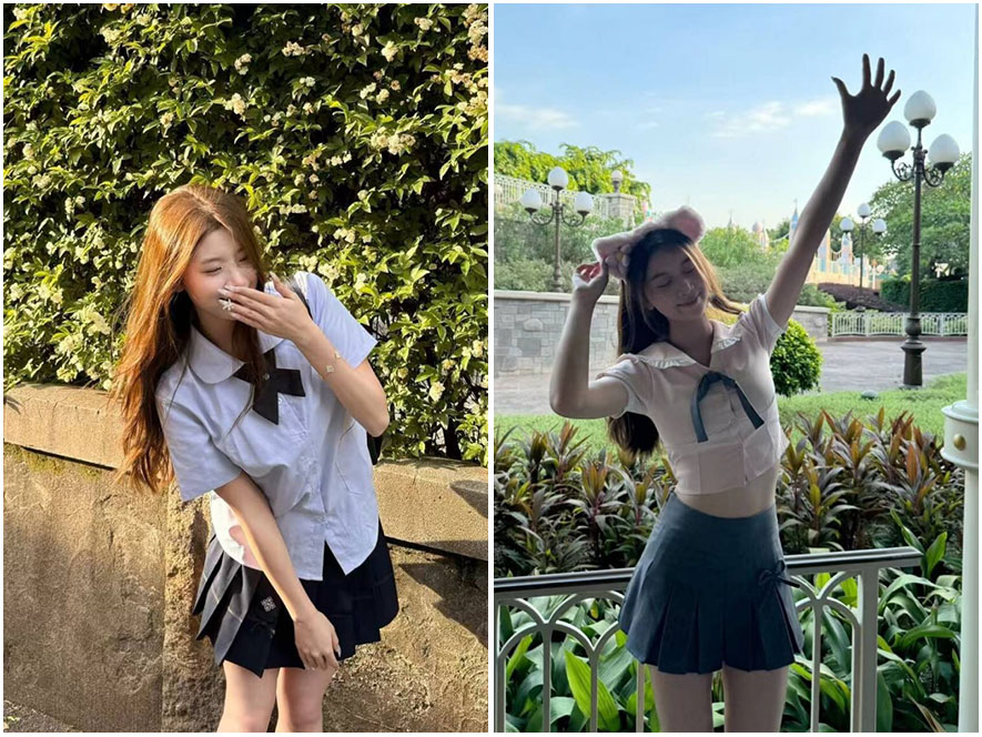 抖音网红冰糖雪梨身穿JK制服甜美写真