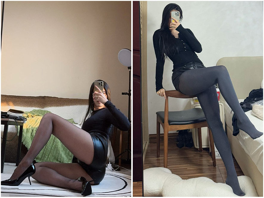 二雪女士黑丝连裤袜写真细节，微密圈限定图集