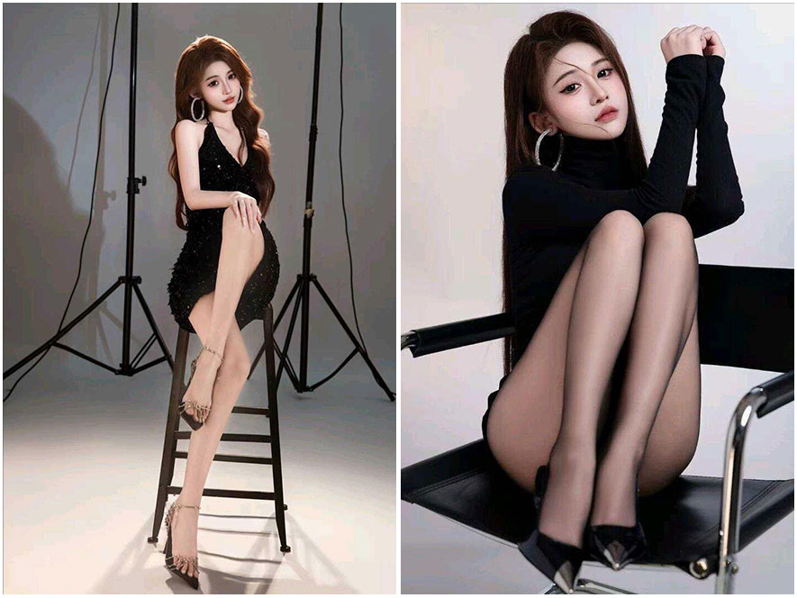 小狮子身穿红色长裙在礁石上展现性感风情