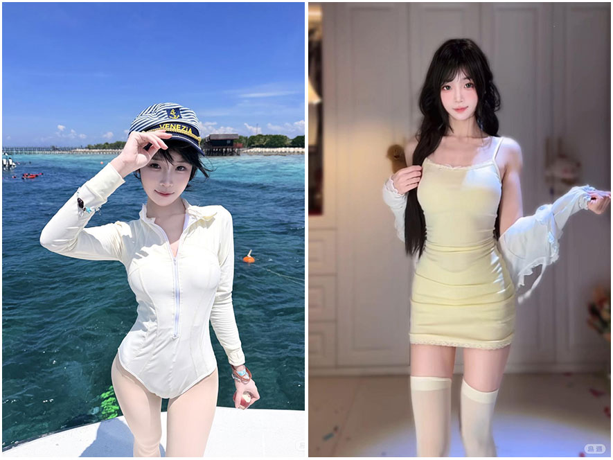 抖音网红虎牙奶盖海边写真